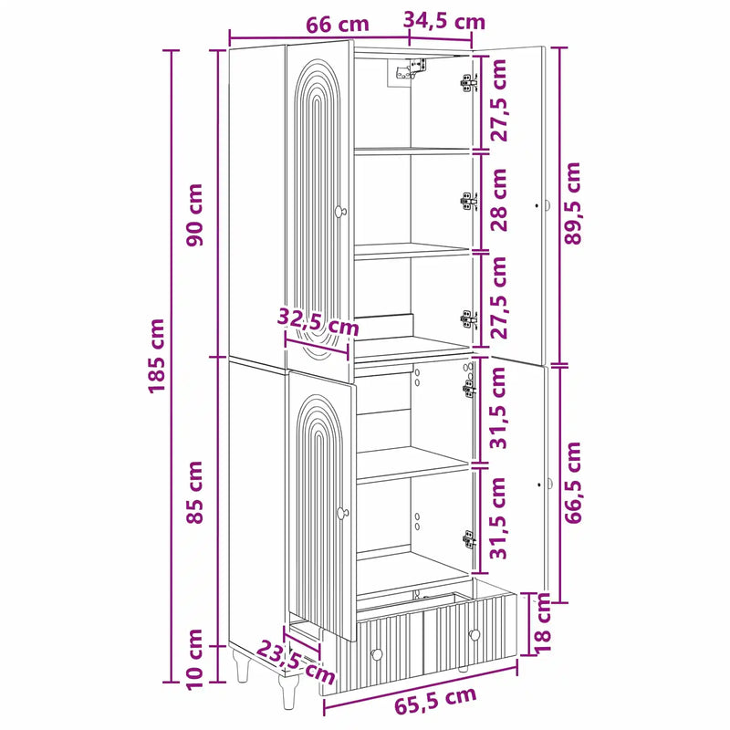 Cabinet Set 2 pcs 66 x 34.5 x 95 cm Engineered Wood