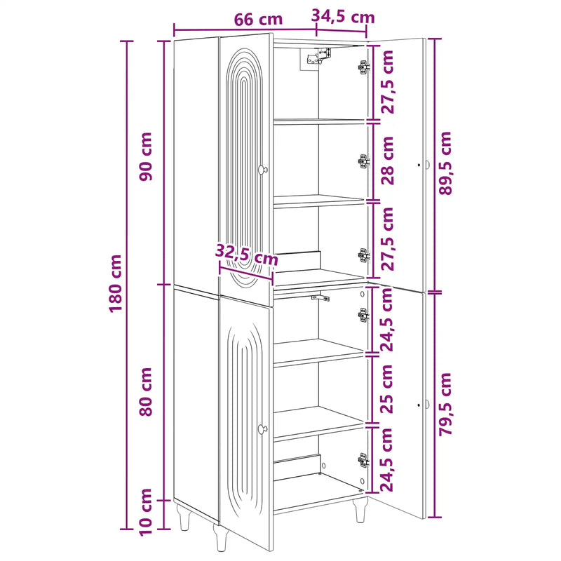 Cabinet Set 2 pcs 66 x 34.5 x 90 cm Engineered Wood