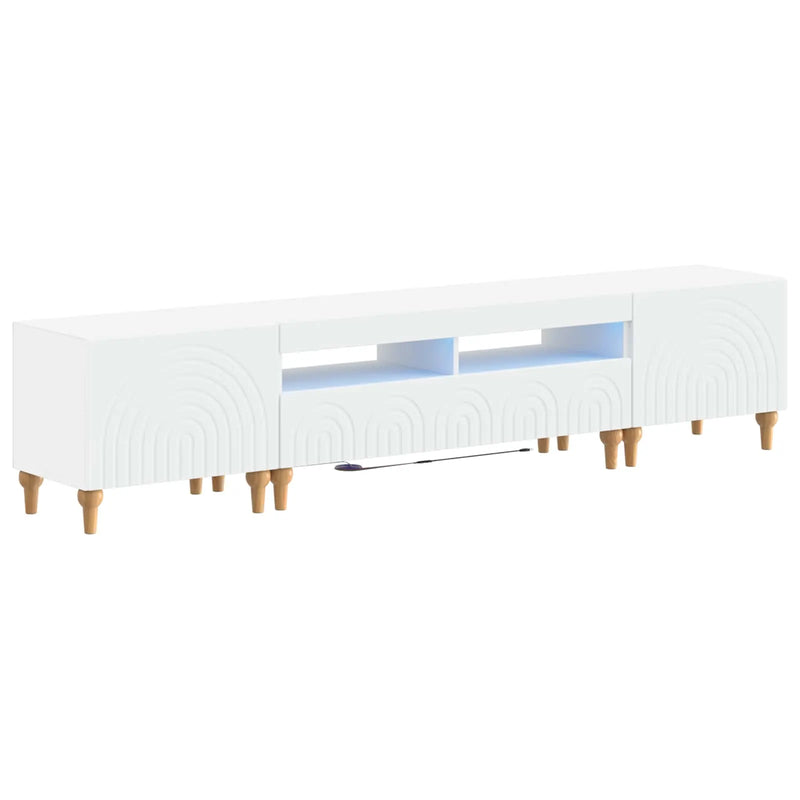 3 Piece LED TV Cabinet White Engineered Wood