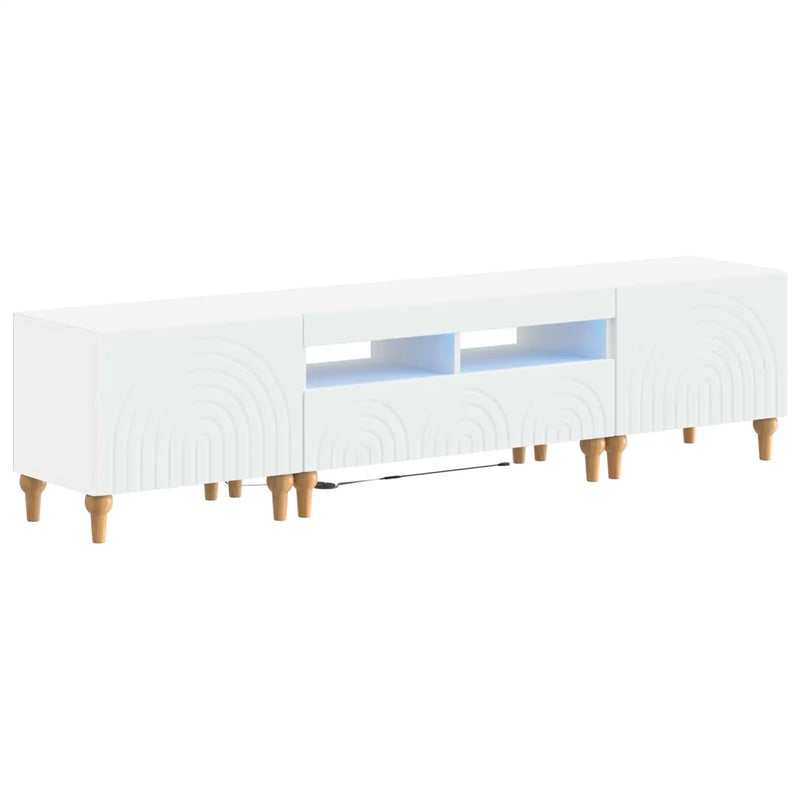 3 Piece LED TV Cabinet White Engineered Wood