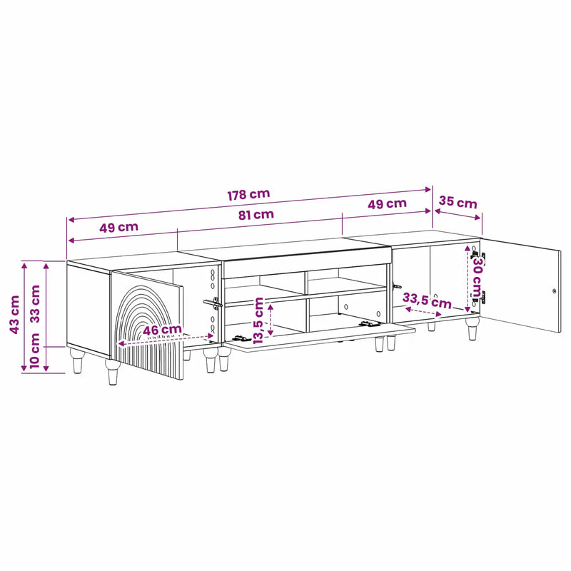3 Piece LED TV Cabinet White Engineered Wood