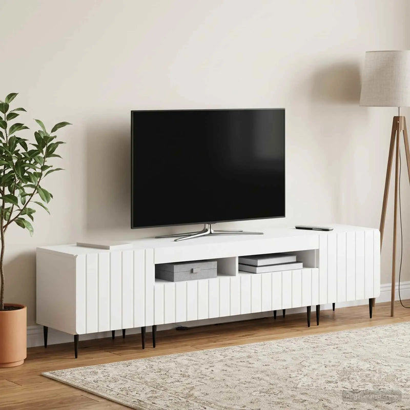 5 Piece LED TV Cabinet ZWOLLE White Engineered Wood