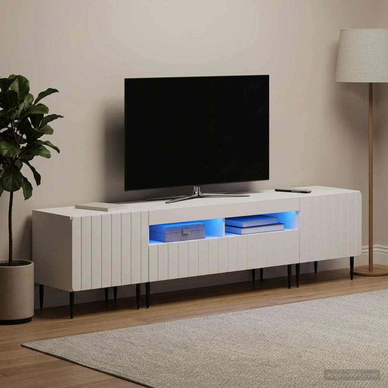 5 Piece LED TV Cabinet ZWOLLE White Engineered Wood