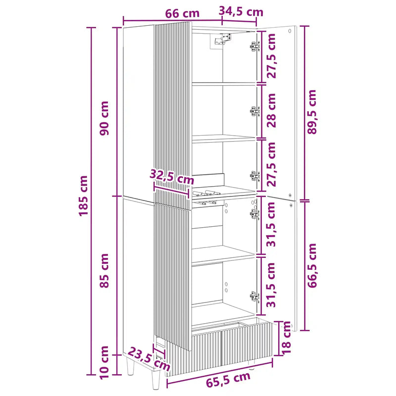 Cabinet Set 2 pcs 66 x 34.5 x 95 cm Engineered Wood