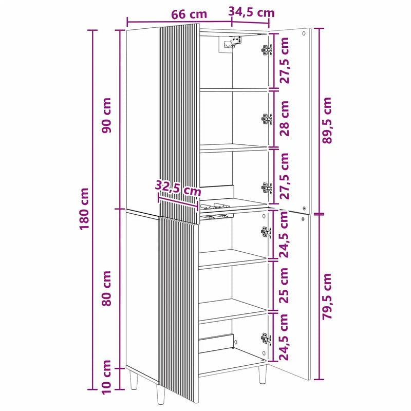Cabinet Set 2 pcs 66 x 34.5 x 90 cm Engineered Wood