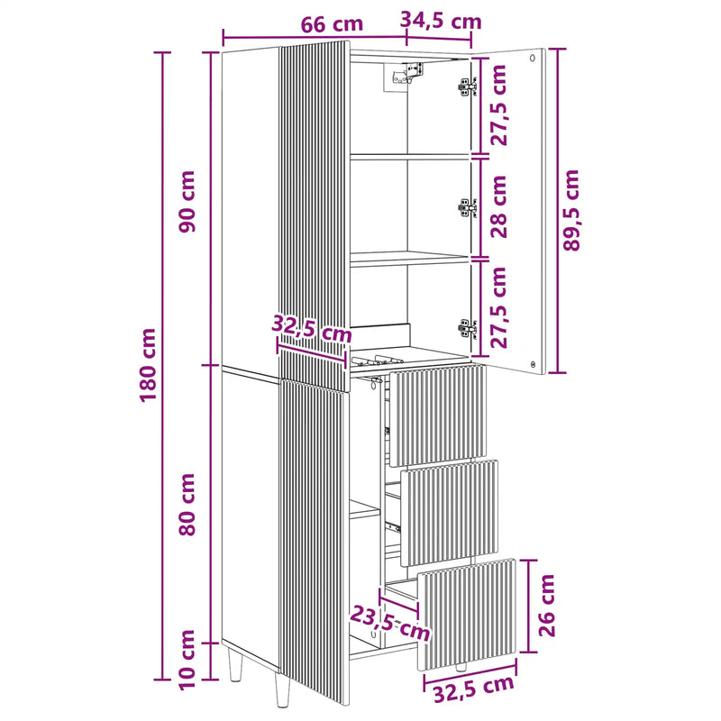 Cabinet Set 2 pcs White 66 x 34.5 x 90 cm Engineered Wood