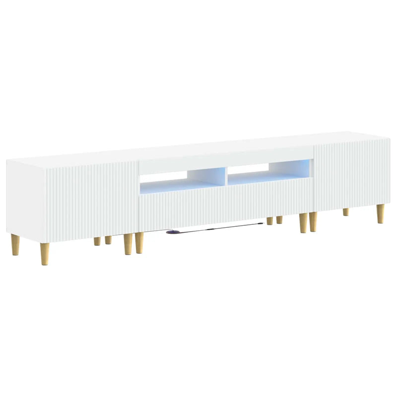 5 Piece LED TV Cabinet White Engineered Wood