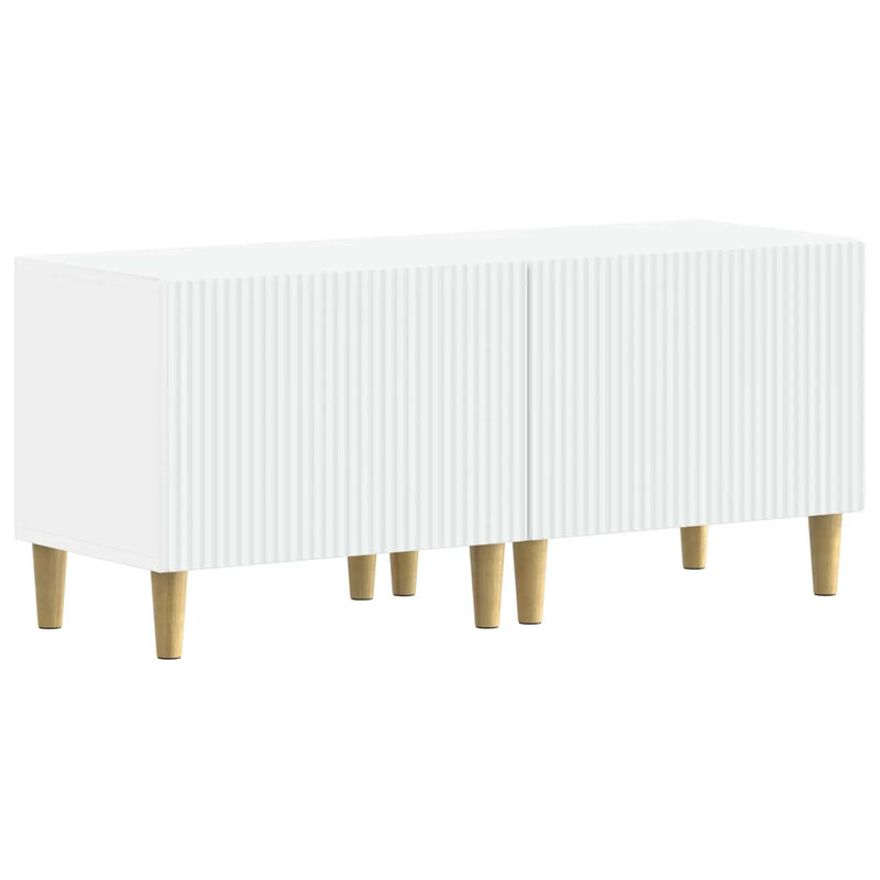 5 Piece LED TV Cabinet White Engineered Wood