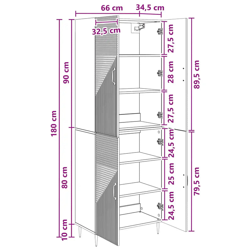Cabinet Set 2 pcs 66 x 34.5 x 89.5 cm Engineered Wood