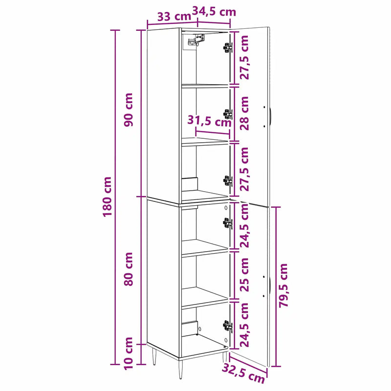 Cabinet Set 2 pcs White 33 x 34.5 x 89.5 cm Engineered Wood