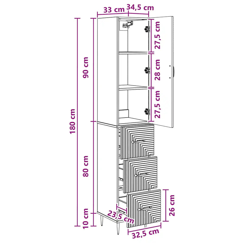 Cabinet Set 2 pcs White 33 x 34.5 x 90 cm Engineered Wood