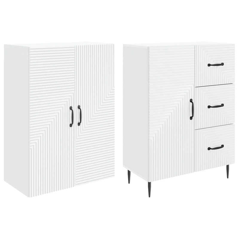 Cabinet Set 2 pcs White 66 x 34.5 x 89.5 cm Engineered Wood