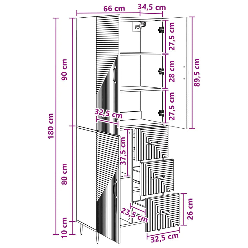 Cabinet Set 2 pcs White 66 x 34.5 x 89.5 cm Engineered Wood