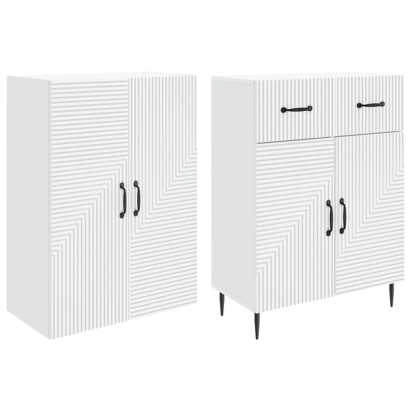 Cabinet Set 2 pcs White 66 x 34.5 x 89.5 cm Engineered Wood