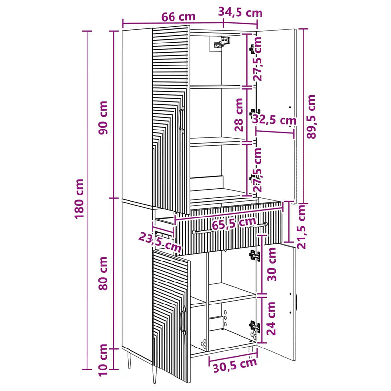 Cabinet Set 2 pcs White 66 x 34.5 x 89.5 cm Engineered Wood