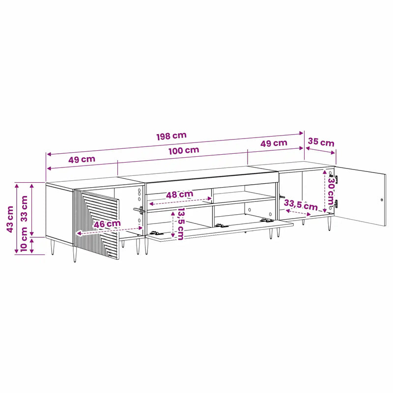 3 Piece LED TV Cabinet White Engineered Wood