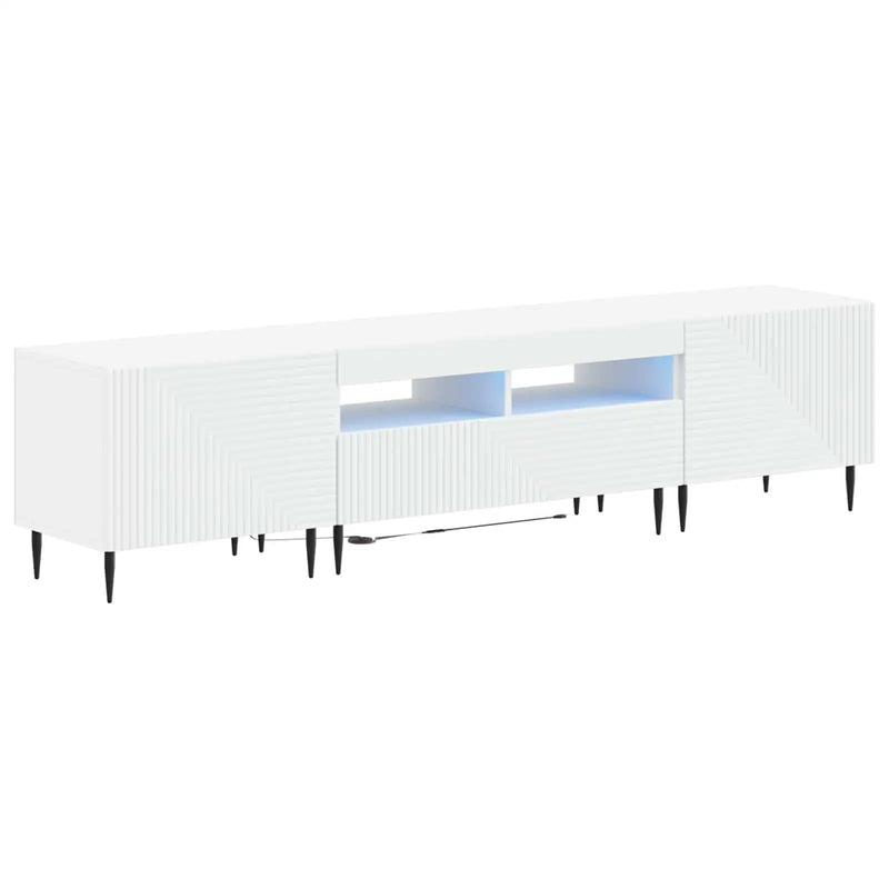 3 Piece LED TV Cabinet White Engineered Wood