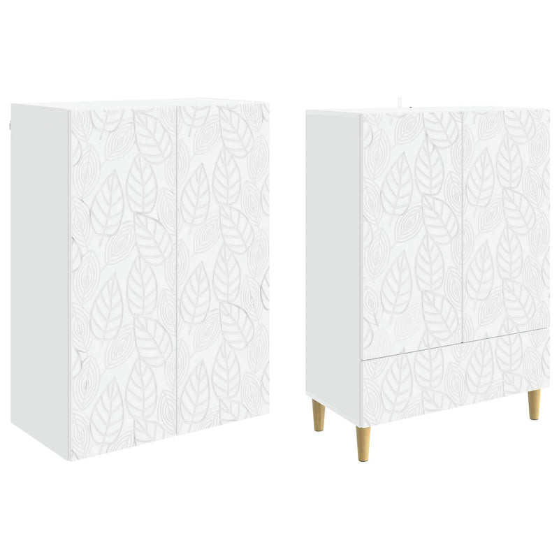 Cabinet Set 2 pcs White Engineered Wood