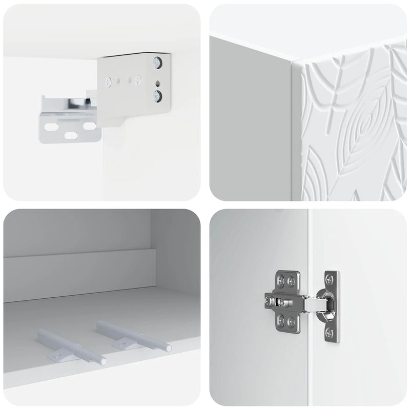 Cabinet Set 2 pcs White Engineered Wood