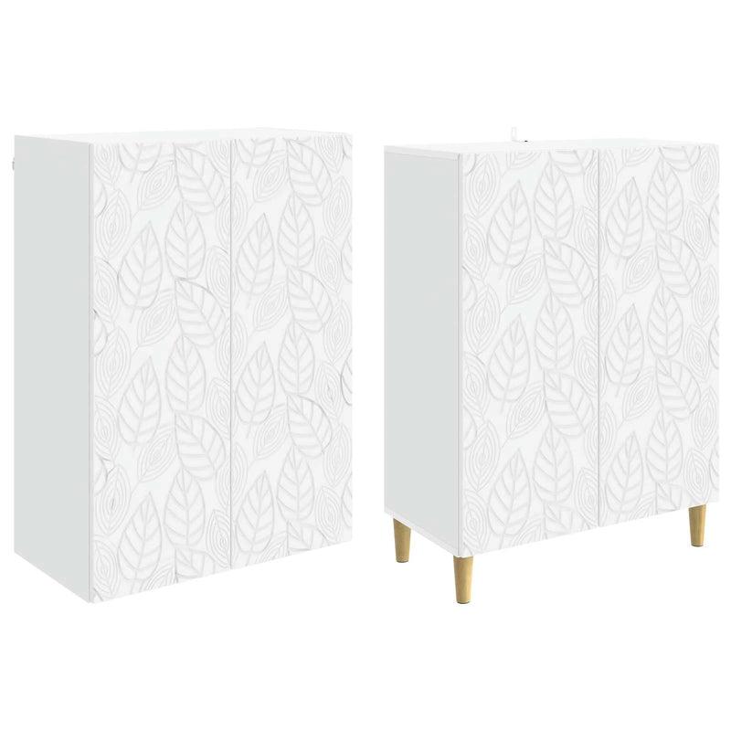 Cabinet Set 2 pcs White Engineered Wood