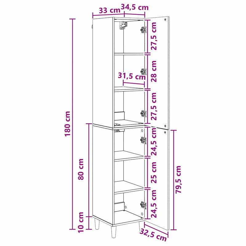 Cabinet Set 2 pcs White Engineered Wood