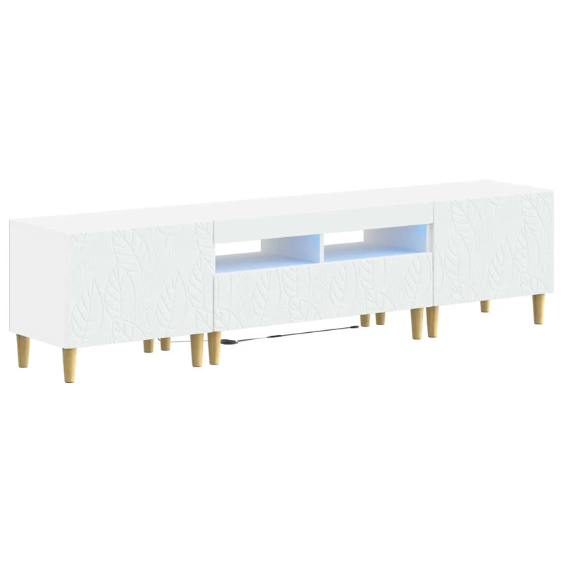 5 Piece LED TV Cabinet White Engineered Wood