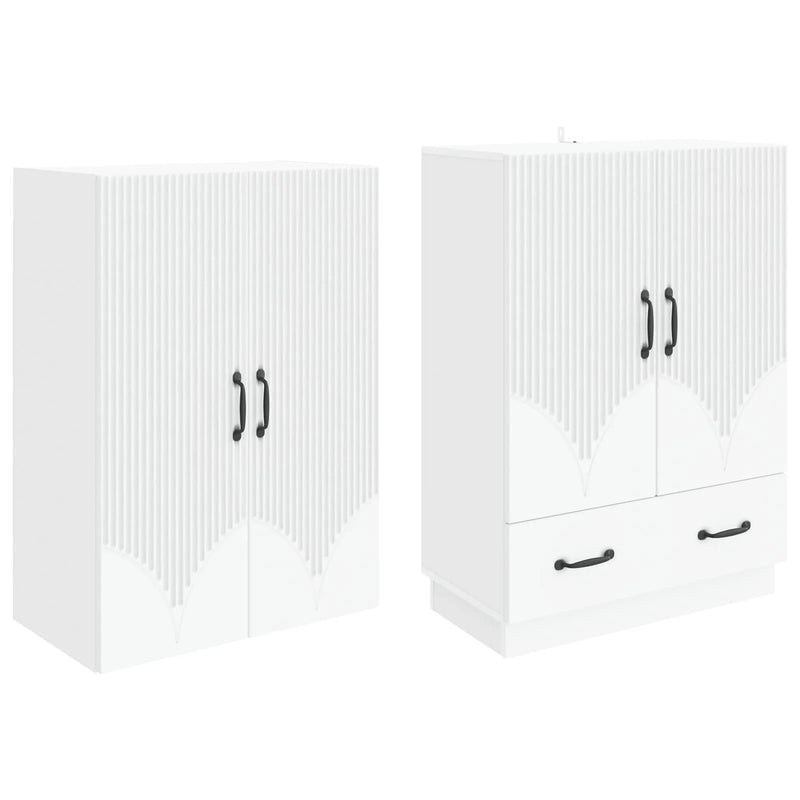 Cabinet Set 2 pcs White Engineered Wood