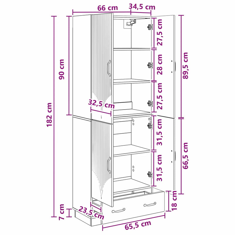 Cabinet Set 2 pcs White Engineered Wood
