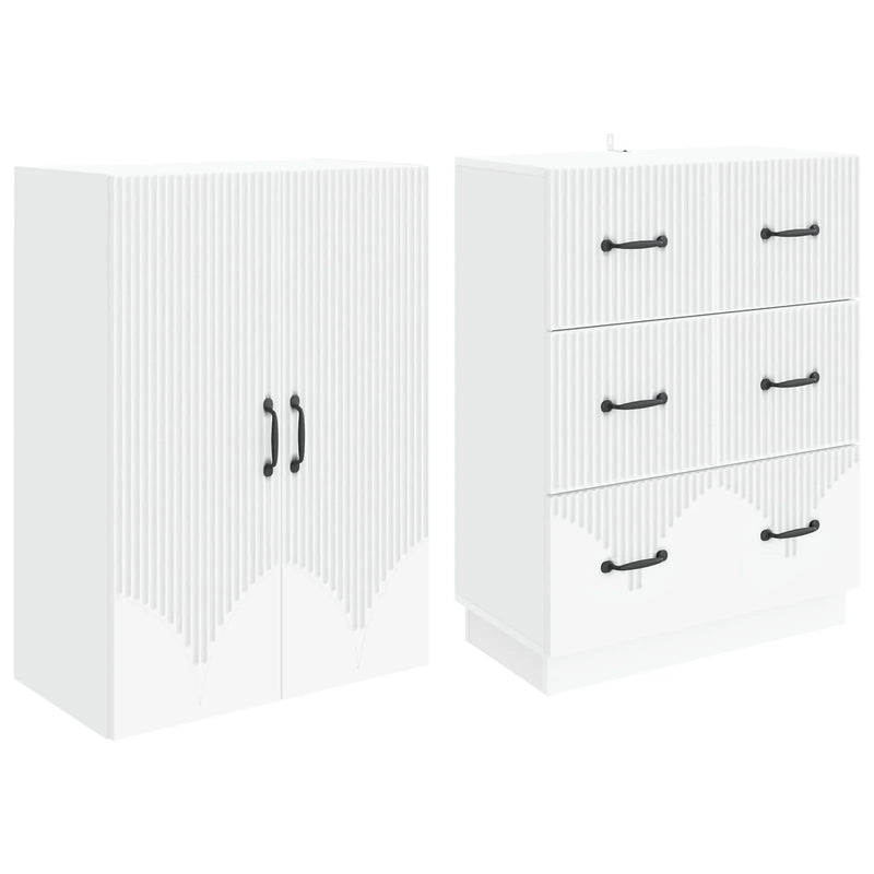 Cabinet Set 2 pcs White 66 x 34.5 x 87 cm Engineered Wood