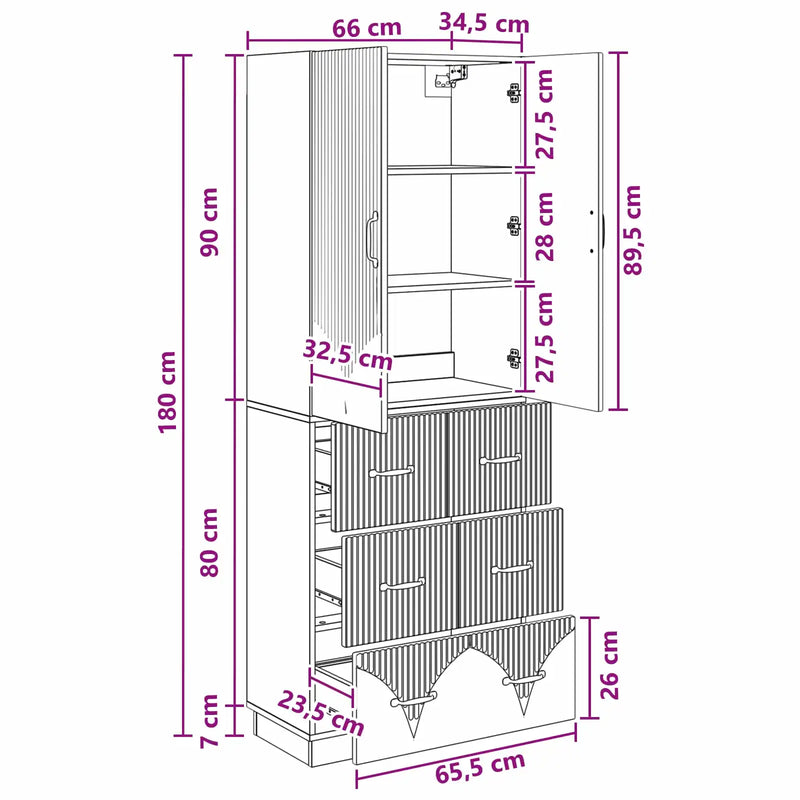 Cabinet Set 2 pcs White 66 x 34.5 x 87 cm Engineered Wood