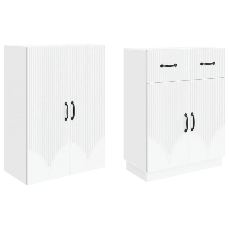 Cabinet Set 2 pcs White Engineered Wood