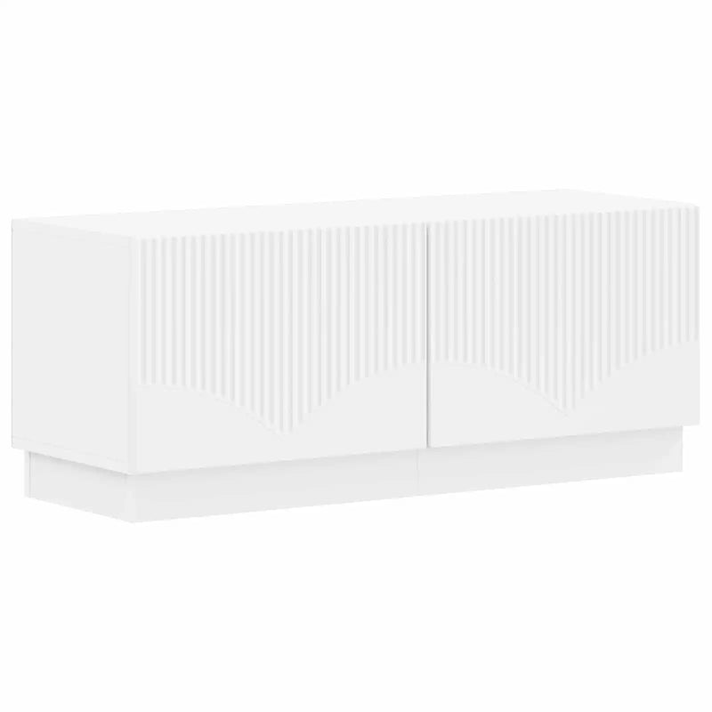 5 Piece LED TV Cabinet White Engineered Wood