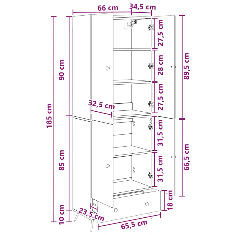 Cabinet Set 2 pcs White Engineered Wood