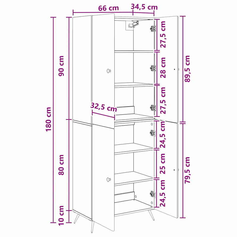 Cabinet Set 2 pcs White Engineered Wood