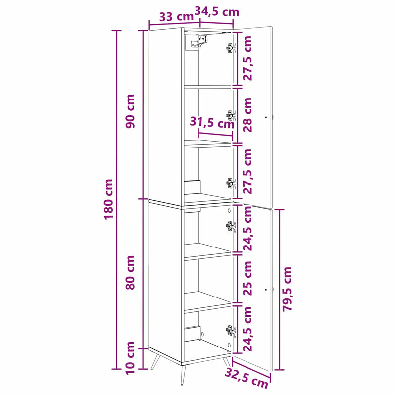Cabinet Set 2 pcs White Engineered Wood