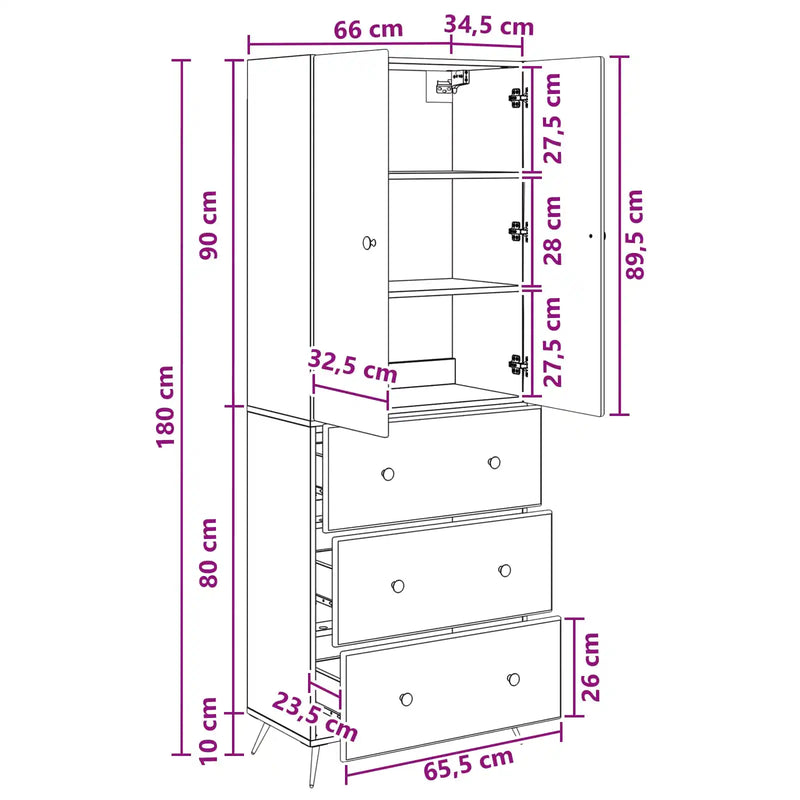 Cabinet Set 2 pcs White 66 x 34.5 x 90 cm Engineered Wood