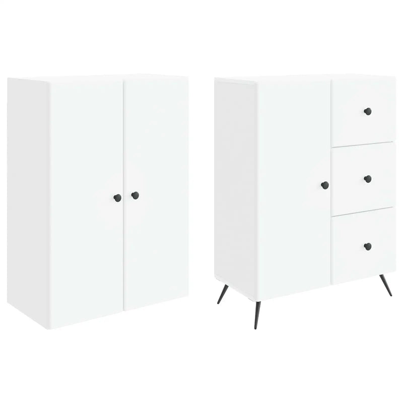 Cabinet Set 2 pcs White Engineered Wood