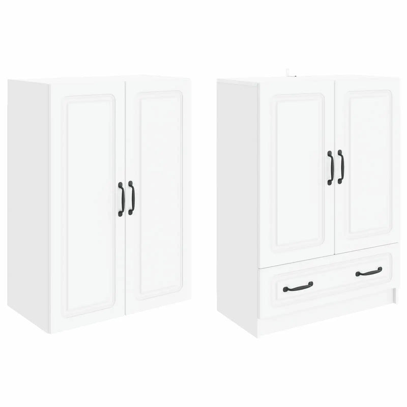 Cabinet Set 2 pcs White Engineered Wood