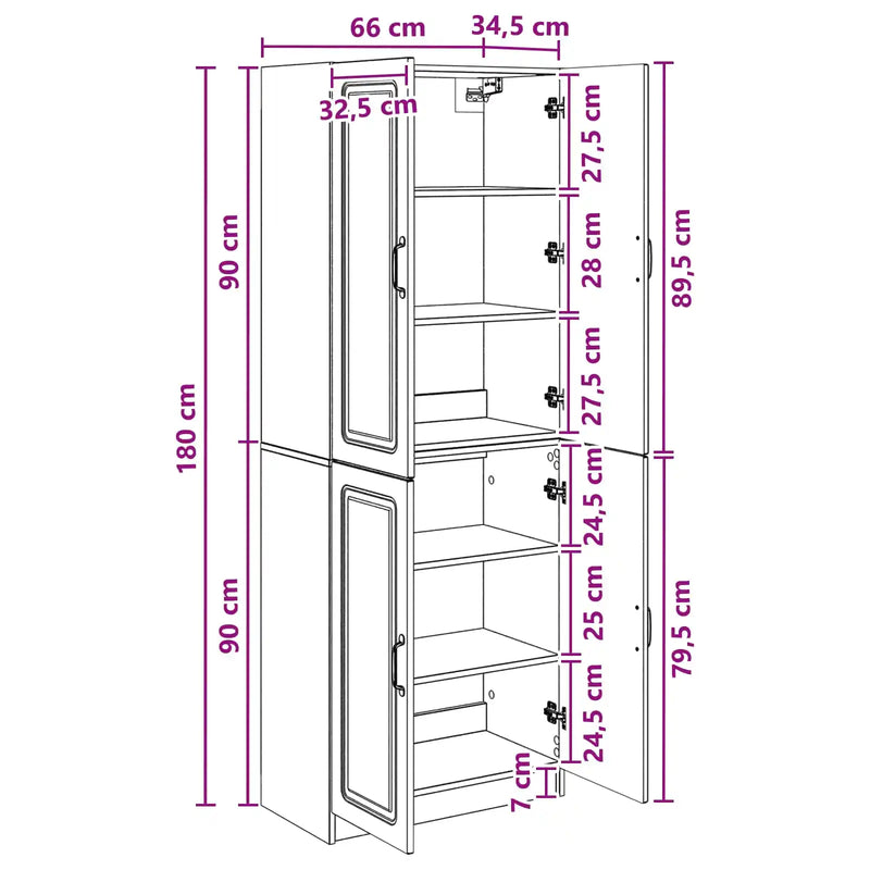 Cabinet Set 2 pcs White Engineered Wood