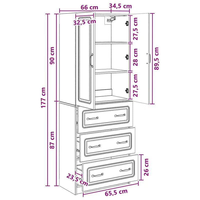 Cabinet Set 2 pcs White 66 x 34.5 x 87 cm Engineered Wood