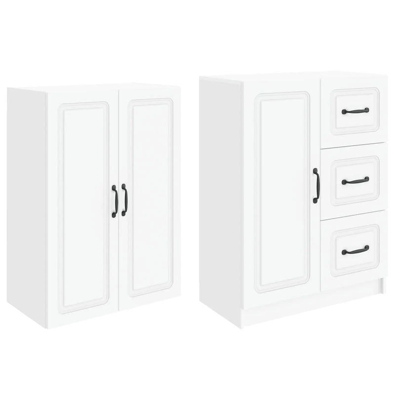 Cabinet Set 2 pcs White Engineered Wood