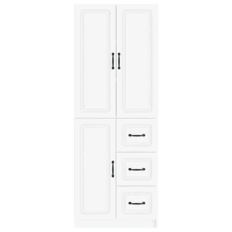 Cabinet Set 2 pcs White Engineered Wood