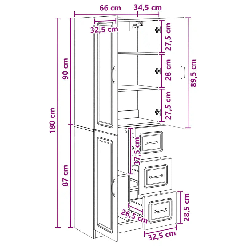 Cabinet Set 2 pcs White Engineered Wood