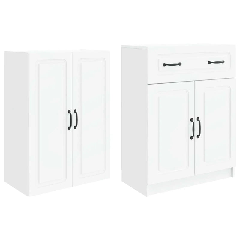 Cabinet Set 2 pcs White Engineered Wood