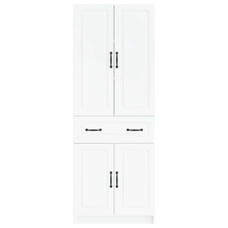 Cabinet Set 2 pcs White Engineered Wood
