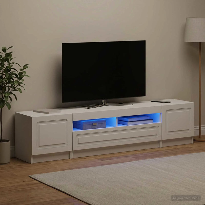 5 Piece LED TV Cabinet White Engineered Wood