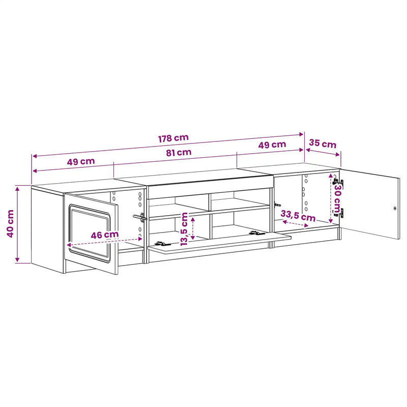 5 Piece LED TV Cabinet White Engineered Wood