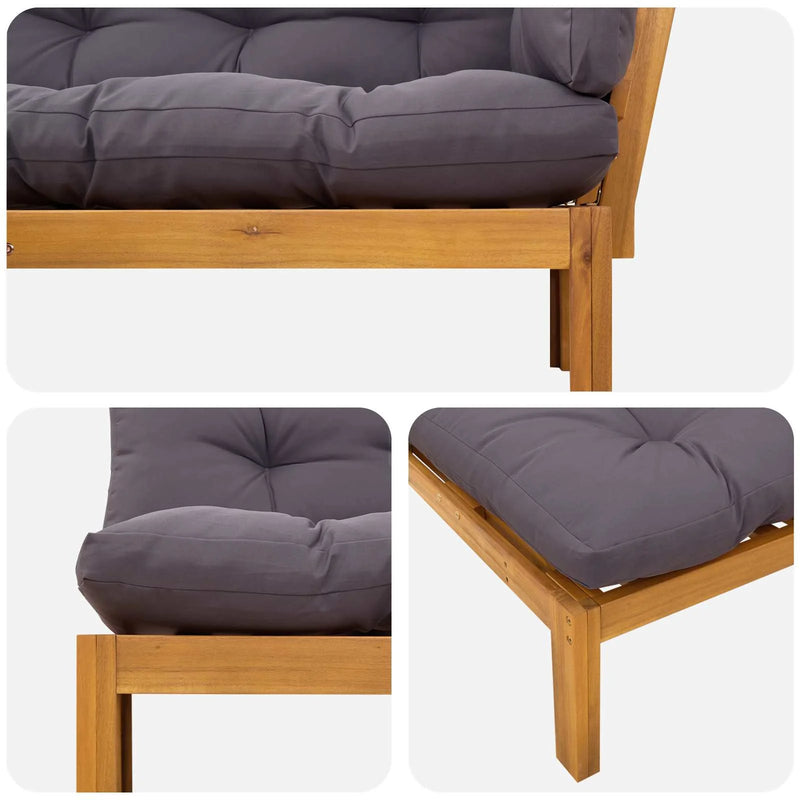 Corner Sofa Unit Natural and Dark Grey 132 x 92 x 82 cm