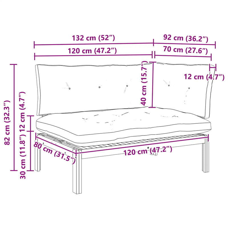Corner Sofa Unit Natural and Dark Grey 132 x 92 x 82 cm