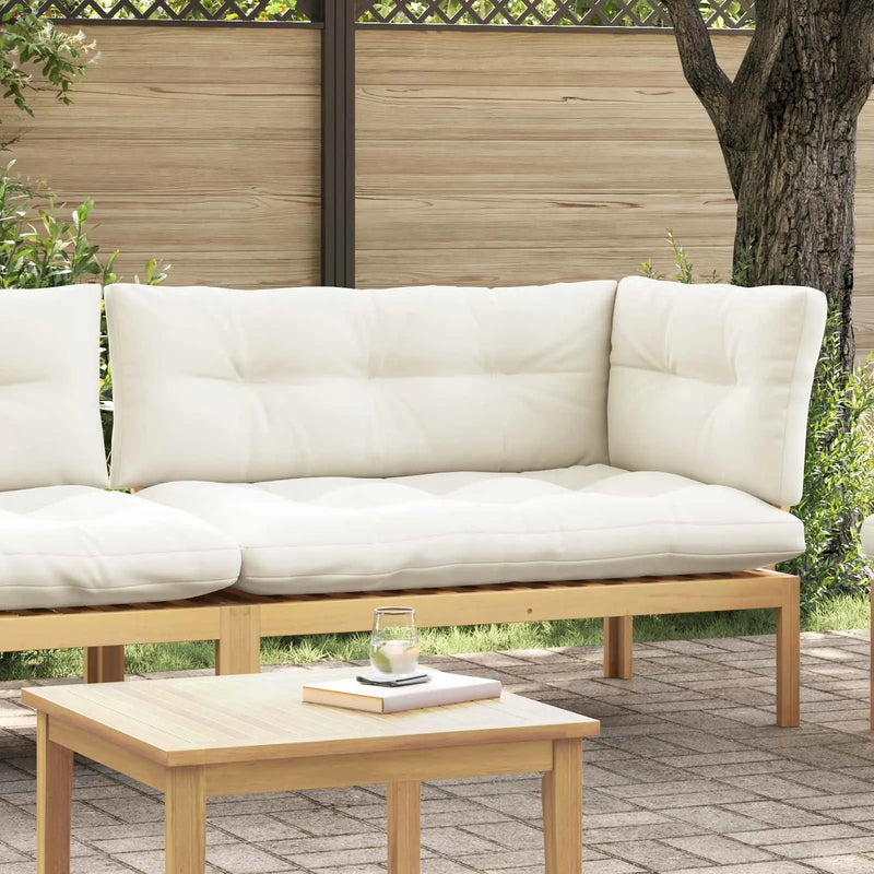 Corner Sofa Unit Light Acacia and Cream White 132 x 92 x 82 cm